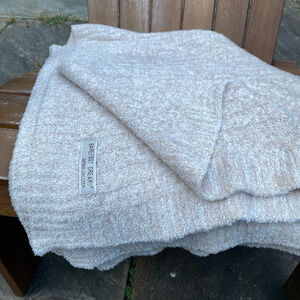 BAREFOOT DREAMS Bamboo Chic Lite Ribbed Throw Blanket Beige 50 x 70